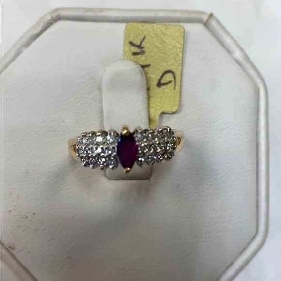 14K yellow gold diamonds ruby ring